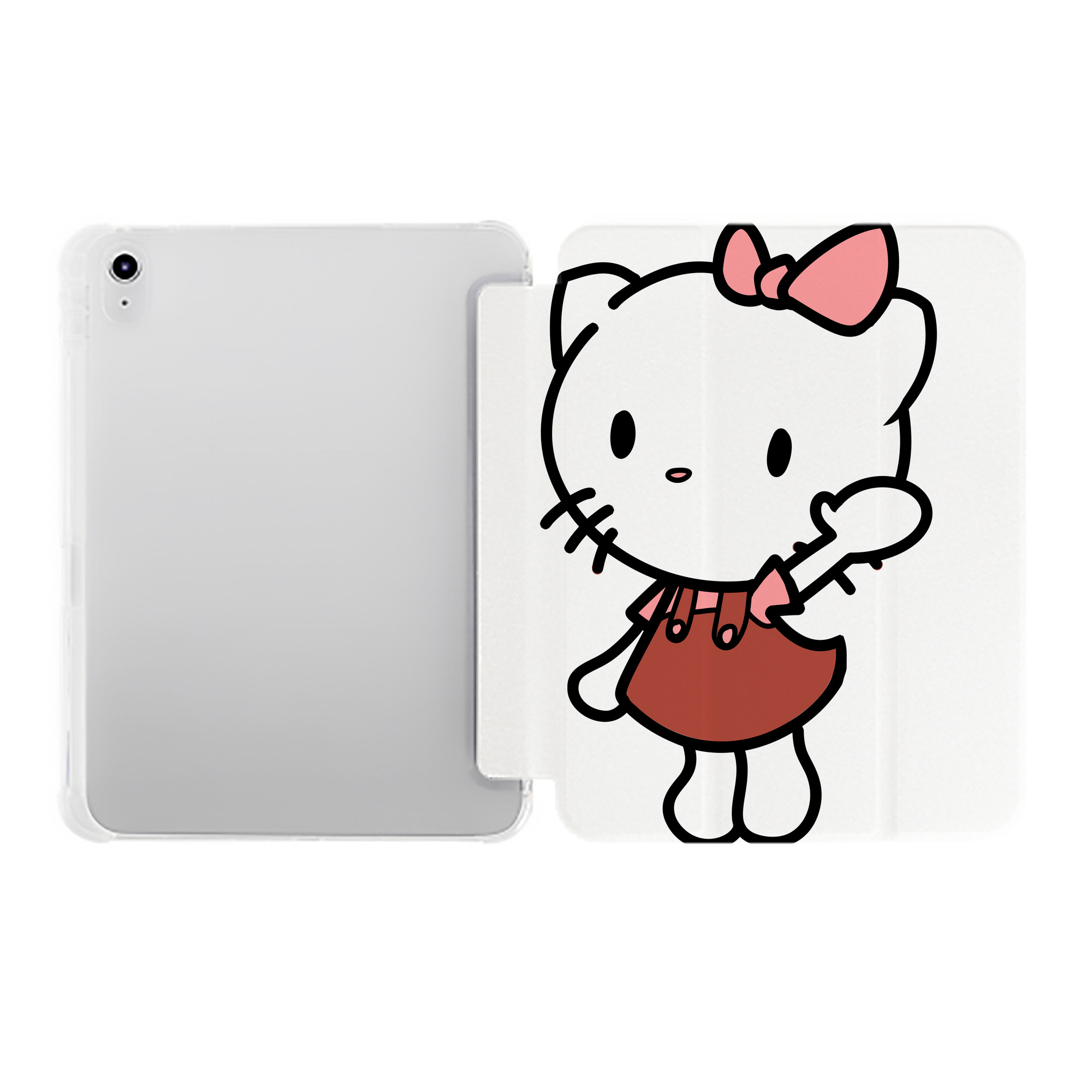 （画像用） Hello Kitty ハローキティ IPad ケース ペン収納付き 三つ折りスタンド PUレザー×シリコン 対応機種9.5/10.5/10.9インチ